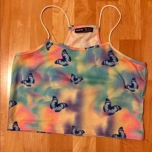 Butterfly Tie-Dye Rainbow Crop Top